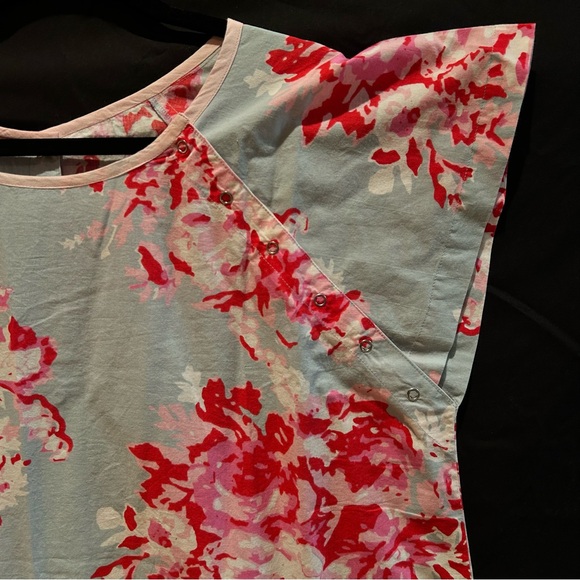 C - Floral Maternity Gown with Pink and White Pattern - Picture 2 of 5